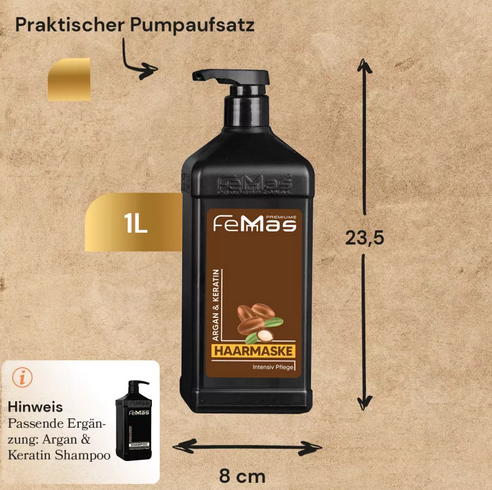 FemMas Argan & Keratin Maske 1000 ml mit Pumpe