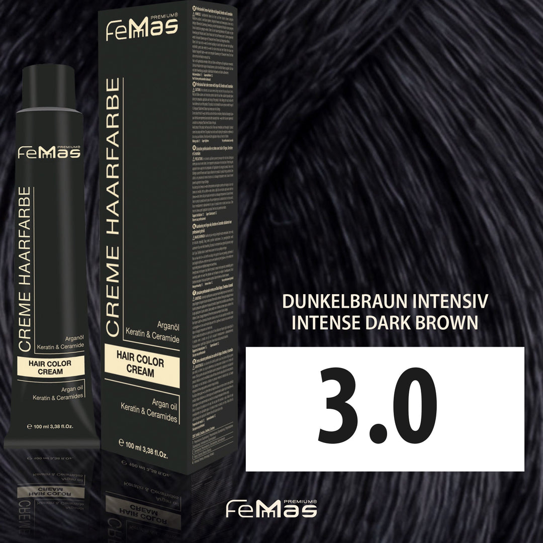 FemMas Haarfarbe 100ml - Dunkelbraun intensiv (Farbcode: 3.0)