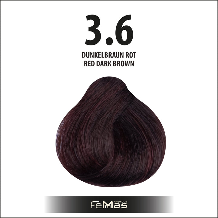 FemMas Haarfarbe 100ml - Dunkelbraun rot (Farbcode: 3.6)