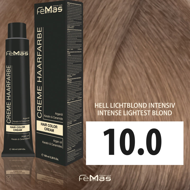 FemMas Haarfarbe 100 ml - Hell Lichtblond Intensive (Farbcode: 10.0)