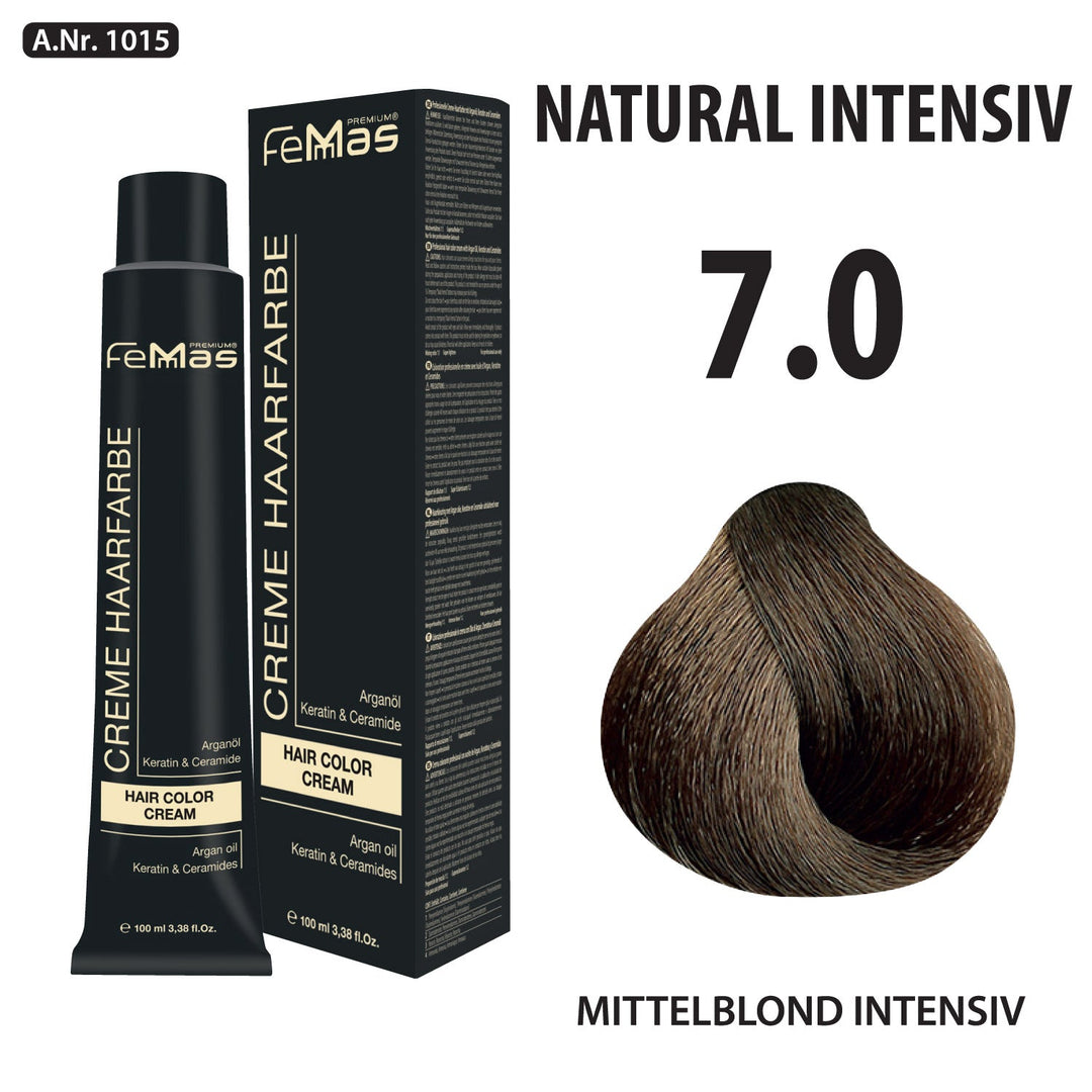 FemMas Haarfarbe 100 ml - Mittelblond Intensive (Farbcode: 7.0)