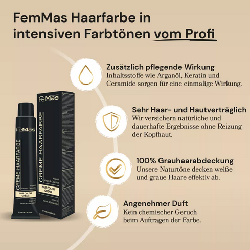 FemMas Haarfarbe 100ml - Dunkelbraun intensiv (Farbcode: 3.0)