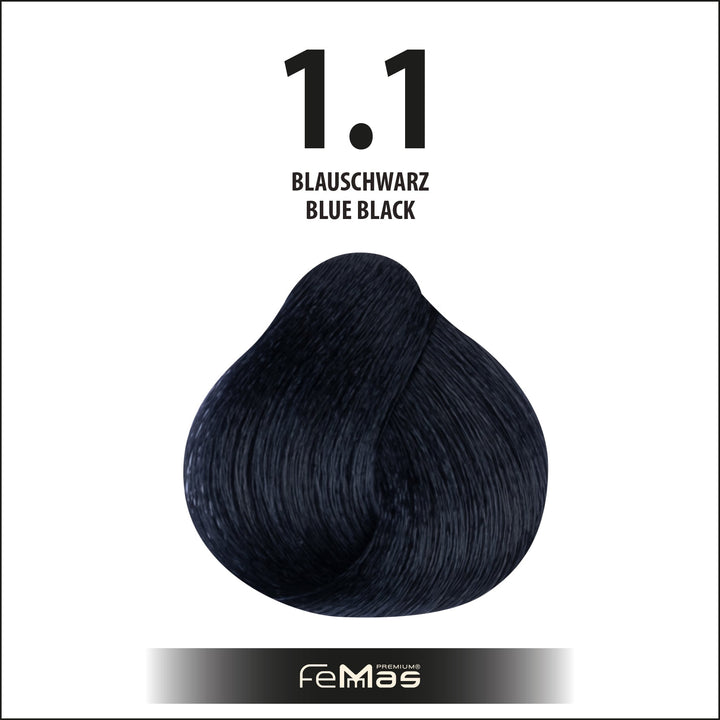 FemMas Haarfarbe 100ml - Blauschwarz (Farbcode: 1.1)